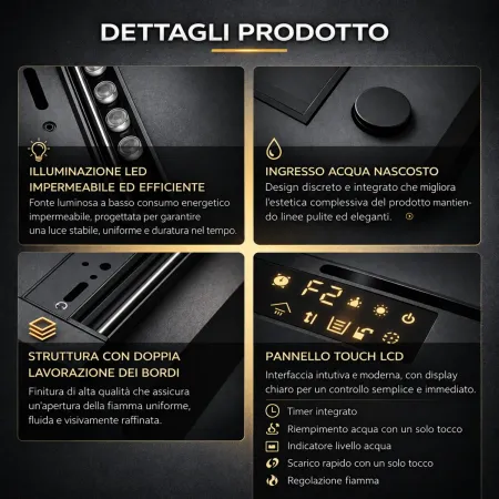Camino Elettrico a Vapore Acqueo 3D da Incasso 100 cm 7 Colori 110W