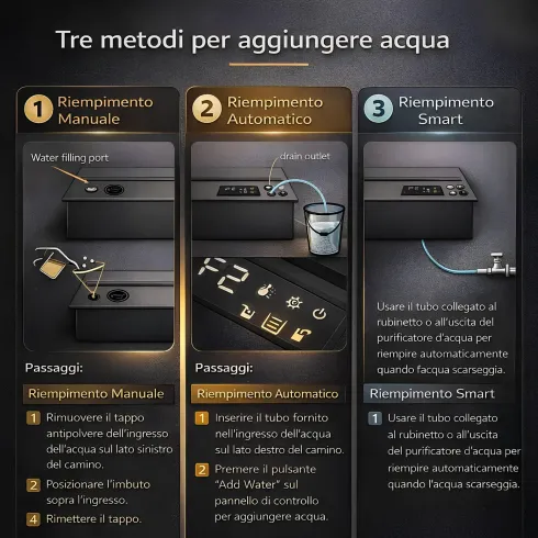 Camino Elettrico da Incasso a Vapore Acqueo 3D 150 cm da Soggiorno