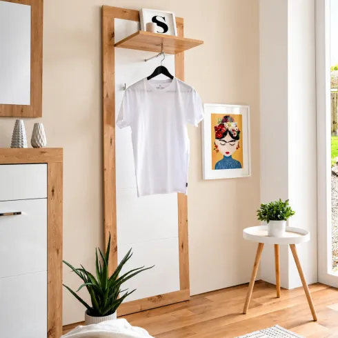 Pannello Appendiabiti da Ingresso Rovere Bianco 60x35x190 cm