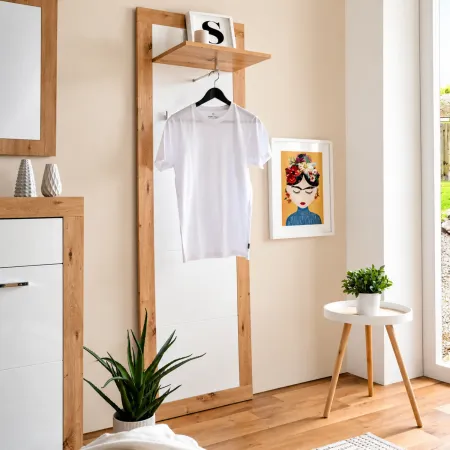 Pannello Appendiabiti da Ingresso Rovere Bianco 60x35x190 cm