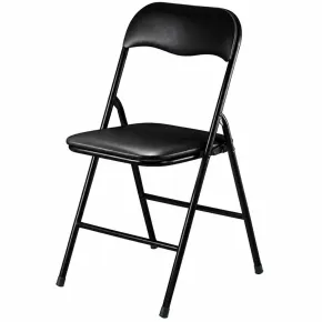 Sedia Pieghevole Nera con Seduta Imbottita in PVC Scrivania Tavolo 2