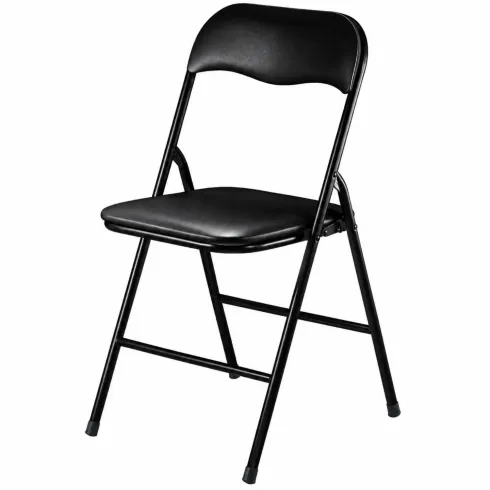 Sedia Pieghevole Nera con Seduta Imbottita in PVC Scrivania Tavolo