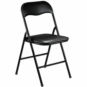 Sedia Pieghevole Nera con Seduta Imbottita in PVC Scrivania Tavolo