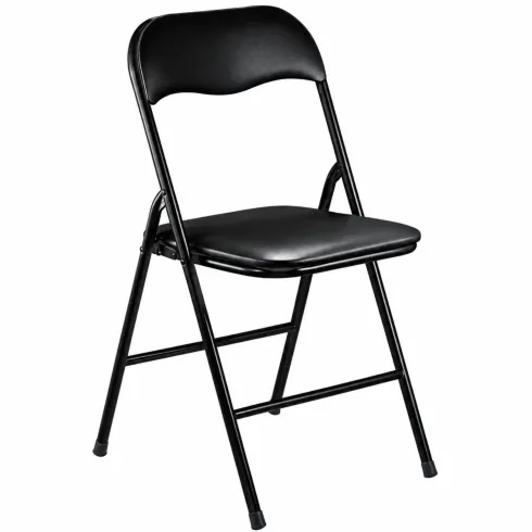 Sedia Pieghevole Nera con Seduta Imbottita in PVC Scrivania Tavolo