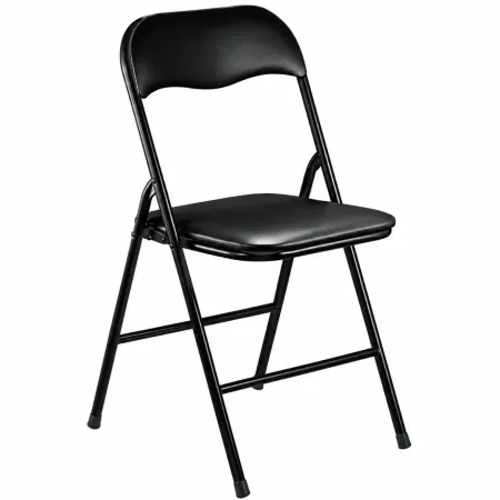 Sedia Pieghevole Nera con Seduta Imbottita in PVC Scrivania Tavolo