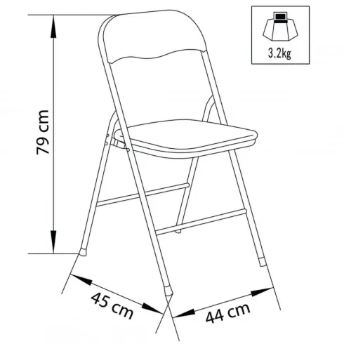 Sedia Pieghevole Nera con Seduta Imbottita in PVC Scrivania Tavolo