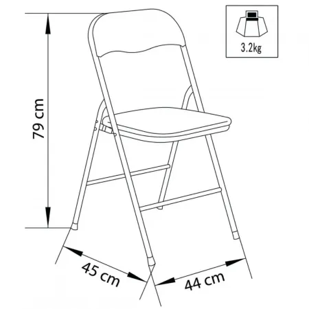 Sedia Pieghevole Nera con Seduta Imbottita in PVC Scrivania Tavolo