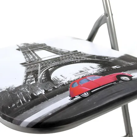 Sedia Pieghevole Stampa Parigi con Seduta Imbottita in PVC da Scrivania