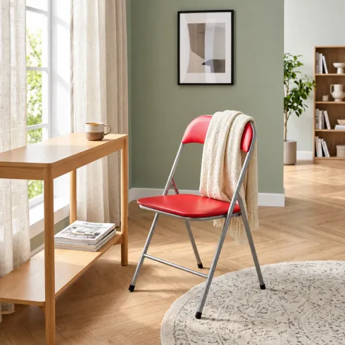 Sedia Pieghevole da Cucina Ufficio Scrivania in PVC Rosso Salvaspazio