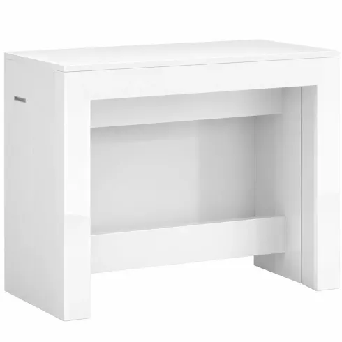 Consolle Allungabile Tavolo da Pranzo Mobile Bianco Lucido 50-300 cm