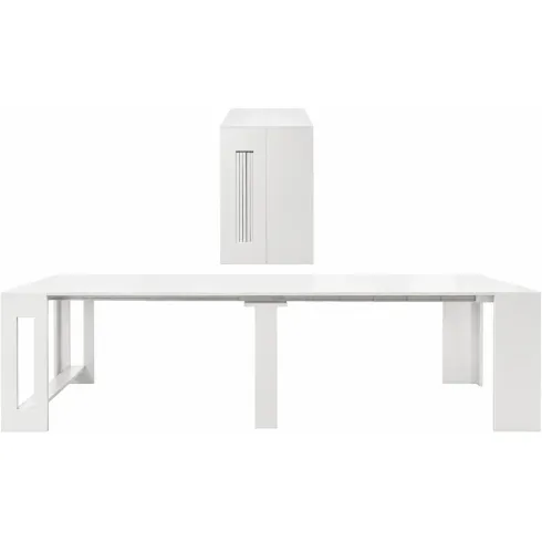 Consolle Allungabile Tavolo da Pranzo Mobile Bianco Lucido 50-300 cm