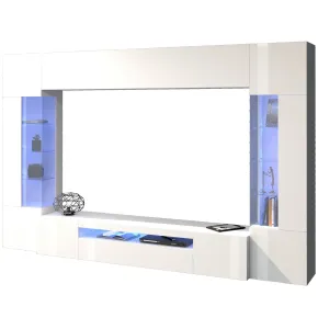 Parete Attrezzata Soggiorno Porta TV Vetrine Pensile Libreria Bianco