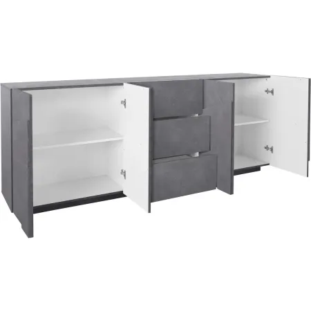 Madia Credenza da Soggiorno Grigio Ardesia 224 cm 4 Ante 3 Cassetti