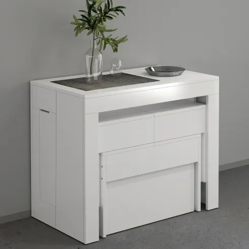 Panca Seduta Estensibile 290 cm Mobile da Pranzo Bianco Moderno