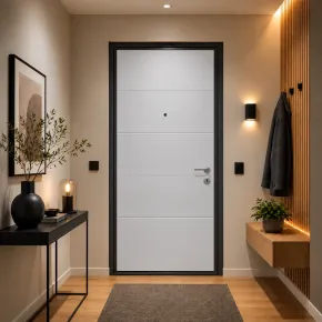 Pannello per Porta Blindata Alluminio Bianco con Incisioni 90x210 cm 2