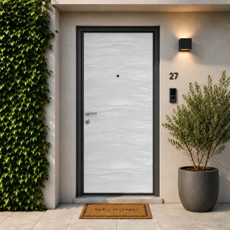 Pannello per Porta Blindata Alluminio Bianco Effetto Onde 90x210 cm