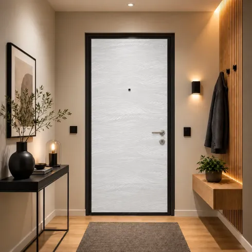 Pannello per Porta Blindata Alluminio Bianco Effetto Onde 90x210 cm