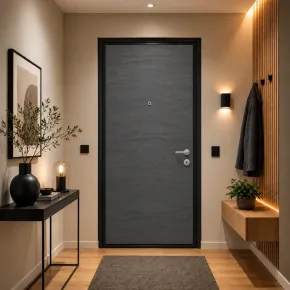 Pannello per Porta Blindata Alluminio Grigio Effetto Onde 90x210 cm 2