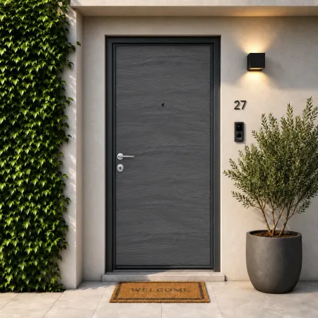 Pannello per Porta Blindata Alluminio Grigio Effetto Onde 90x210 cm