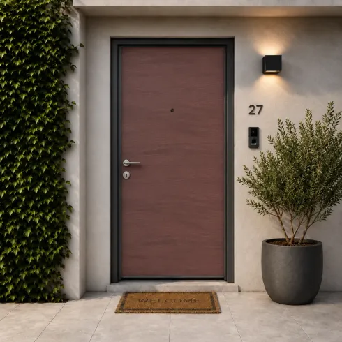 Pannello per Porta Blindata Alluminio Rame Effetto Onde 90x210 cm