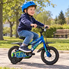 Bicicletta per Bambini Blu 12 Pollici con Stabilizzatori Bici X-Roc 2