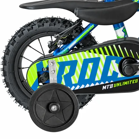 Bicicletta per Bambini Blu 12 Pollici con Stabilizzatori Bici X-Roc