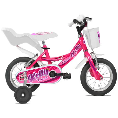 Bicicletta Fucsia 12 Pollici per Bambini Bici Kelly con Rotelle Cestino