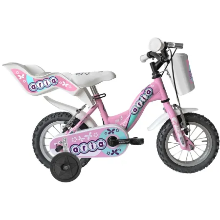 Bicicletta Bambini 12 Pollici Rosa Bici Aria con Portabamola Cestino