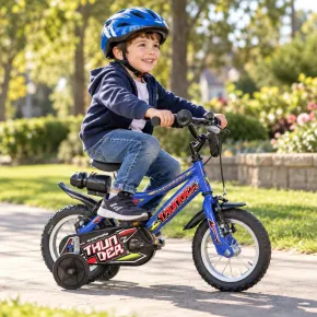 Bicicletta per Bambini con Borraccia Rotelle 12 Pollici Blu Thunder 2