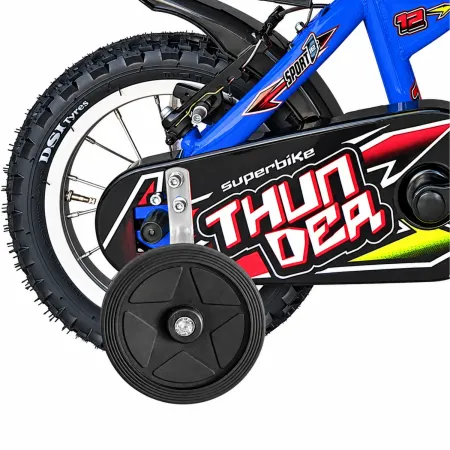 Bicicletta per Bambini con Borraccia Rotelle 12 Pollici Blu Thunder