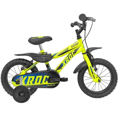 Bicicletta da Bambini 14 Pollici Giallo Bici X-Roc con Rotelle Hi-Ten