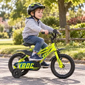 Bicicletta da Bambini 14 Pollici Giallo Bici X-Roc con Rotelle Hi-Ten 2