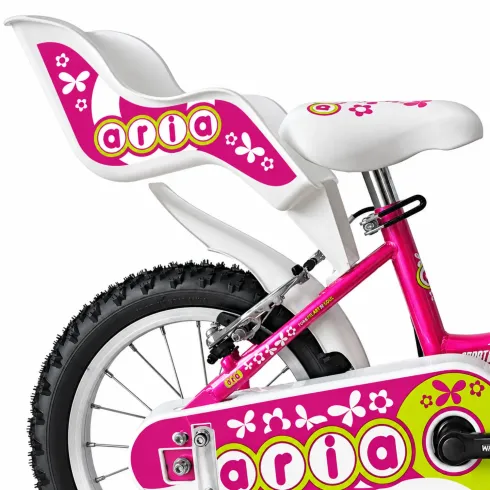 Bici Bambini Fucsia 14 Pollici Bicicletta Aria con Seggiolino Cestino