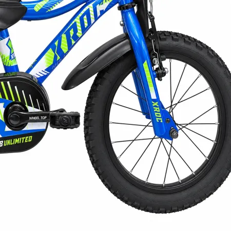 Bicicletta per Bambini 16 Pollici Blu Bici X-Roc con Rotelle Parafanghi