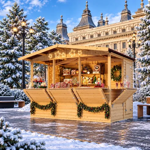 Chiosco con 3 Finestre Casetta in Legno 3x2 a Pannelli da Spiaggia Bar