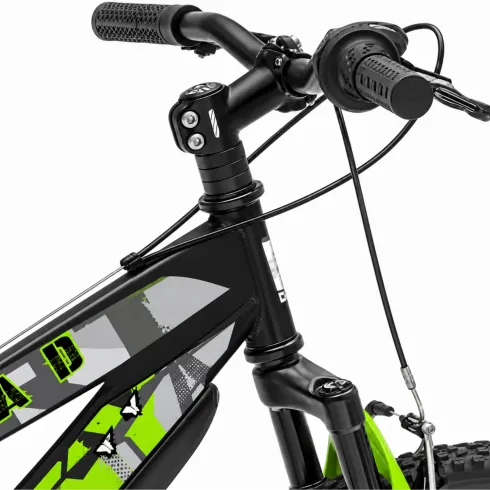 Bicicletta per Bambini 20 Pollici Mountain Bike Nero Cambio Shimano