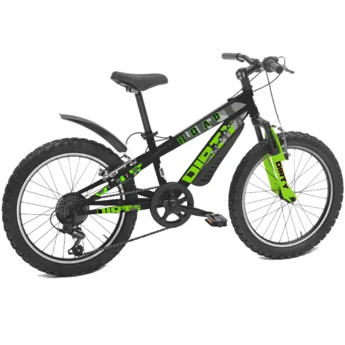 Bicicletta per Bambini 20 Pollici Mountain Bike Nero Cambio Shimano