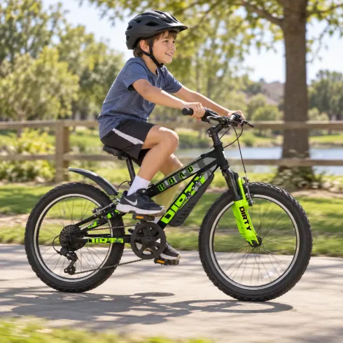 Bicicletta per Bambini 20 Pollici Mountain Bike Nero Cambio Shimano