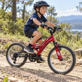 Mountain Bike 20" Rosso Bicicletta Bambini Sospensione Shimano 6V 2