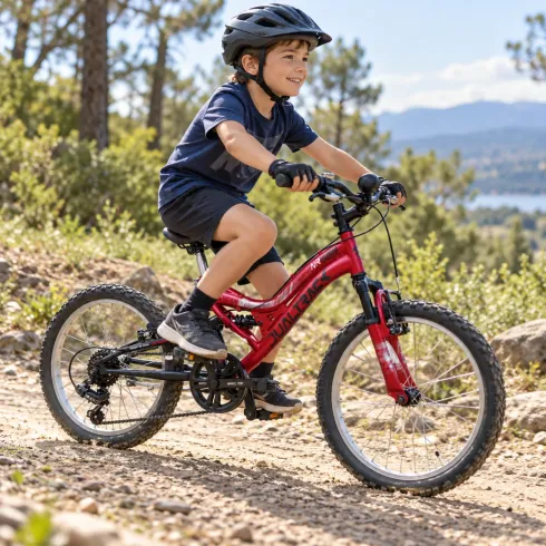 Mountain Bike 20" Rosso Bicicletta Bambini Sospensione Shimano 6V