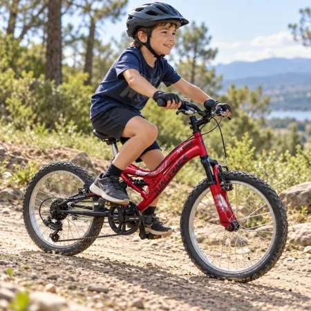 Mountain Bike 20" Rosso Bicicletta Bambini Sospensione Shimano 6V