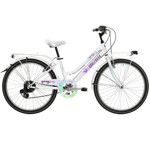 Bicicletta 24 Pollici con Cambio Shimano Bianco City Bike Donna