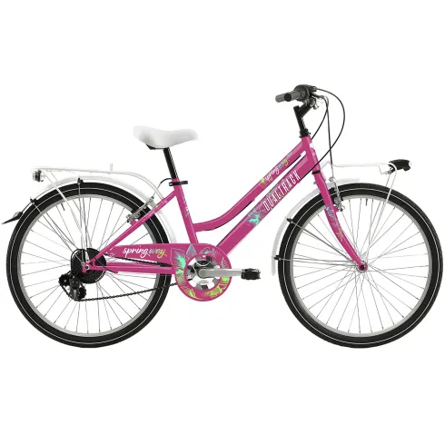 City Bike Donna 24 Pollici Bicicletta Fucsia Regolabile con Cambio