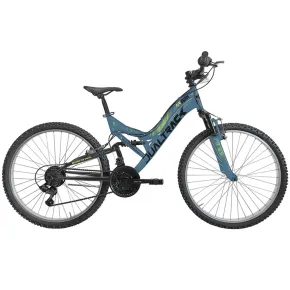 Bici Mountain Bike Blu 26" con Doppia Sospensione Cambio Shimano 18V