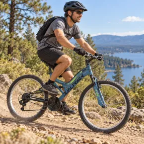 Bici Mountain Bike Blu 26" con Doppia Sospensione Cambio Shimano 18V 2