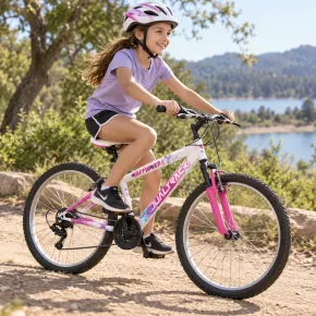 Bici 24 Pollici Bianco Rosa Shimano Bicicletta Donna Mountain Bike 2