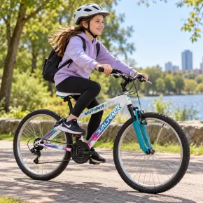 Bici 24" Mountain Bike Cambio Shimano Bicicletta Donna Bianco Celeste 2