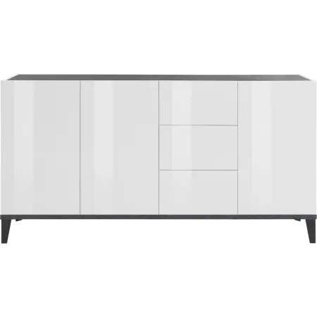 Credenza 160 cm Bianco Grigio Madia da Soggiorno 3 Ante 3 Cassetti