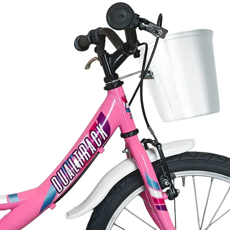 Bici per Bambini Rosa 20 Pollici Bicicletta con Cestino Portapacchi