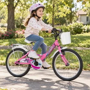 Bici per Bambini Rosa 20 Pollici Bicicletta con Cestino Portapacchi 2